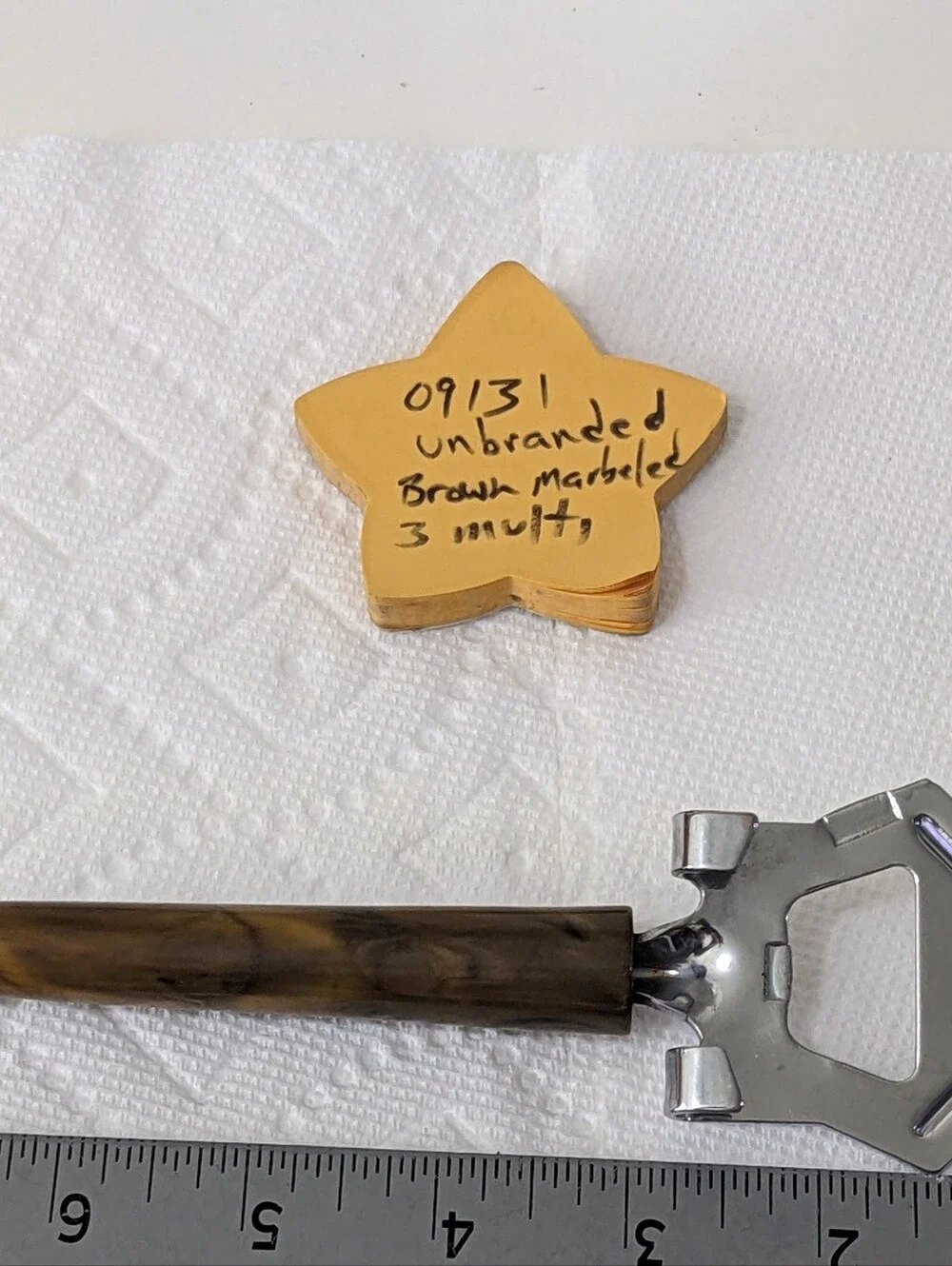 Vintage Bottle Opener 3 in 1 Marbled Brown Bottle Can Opener Piercer Gadget